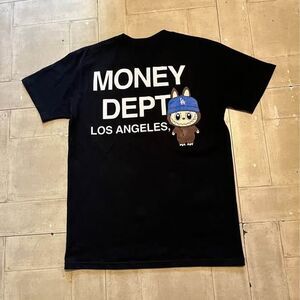 Money Dept Los Angeles graphic t-shirt w/ monster character blue Dodgers hat szM